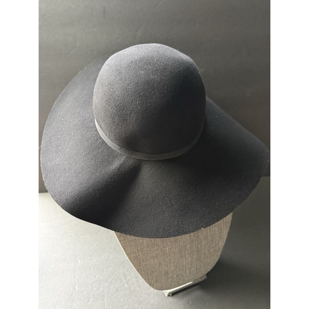 Womens 100% Wool Floppy Wide Brim Hat Boho Chic Hippie Festival Black City Mod